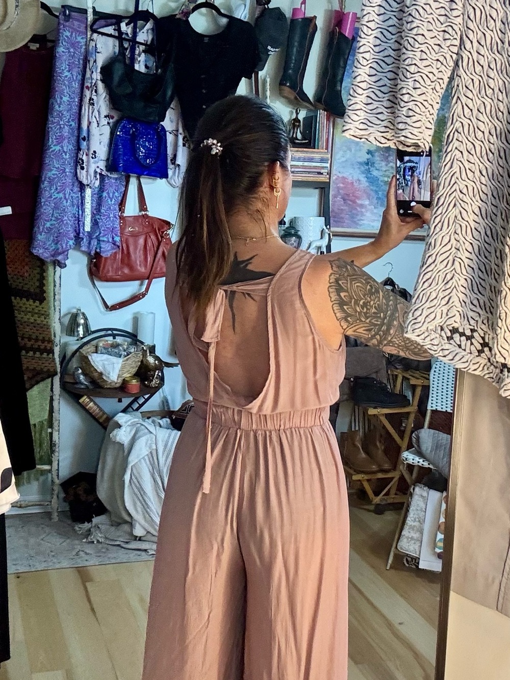 Mustard Seed Sleeveless Wide-Leg Jumpsuit in Dusty Rose - Picture 4 of 6